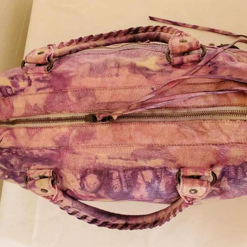 Balenciaga Graffiti City bag white pink Purple tie dyed painted twiggy giant - Picture 8 of 10